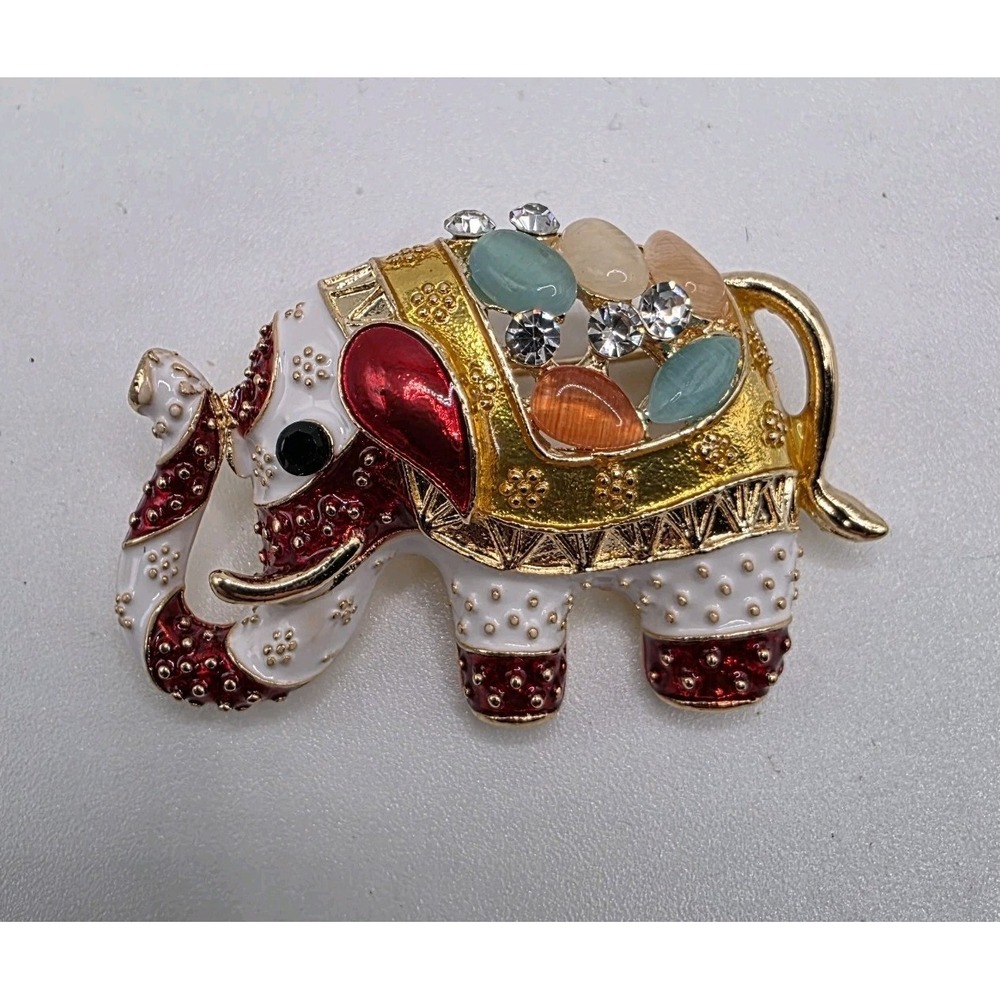 Elephant Brooch Rhinestones Gems Elephant‎ Pin Gift Good Luck Lucky
